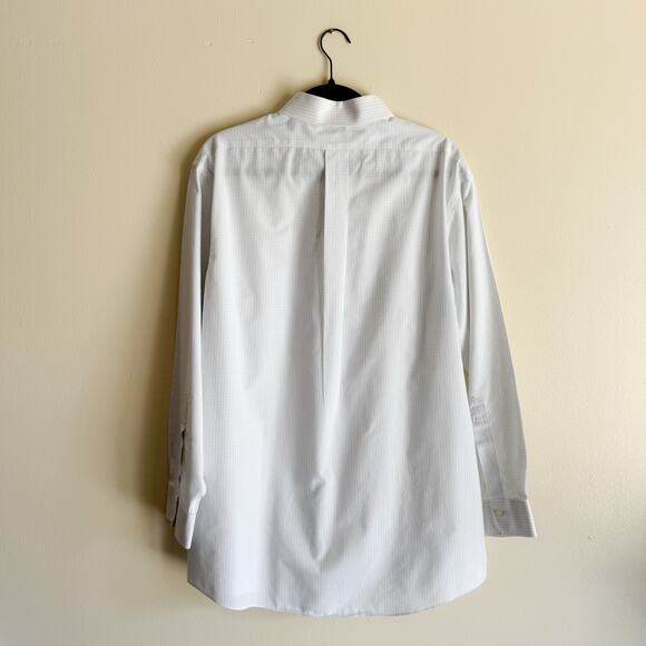 Brooks Brothers White + Blue Plaid Slim Fit Pima Cotton Non-Iron Button Up - Picture 6 of 7